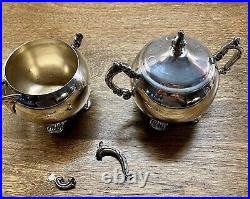 Vtg F B Rogers Ornate Silver Plate Seven Piece Coffee and Tea Service
