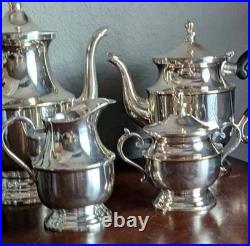 Vtg Leonard Silver Plate Tea Coffee Set 4 Piece Service Sugar Creamer MCM
