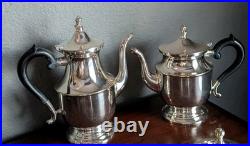 Vtg Leonard Silver Plate Tea Coffee Set 4 Piece Service Sugar Creamer MCM