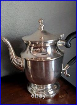 Vtg Leonard Silver Plate Tea Coffee Set 4 Piece Service Sugar Creamer MCM