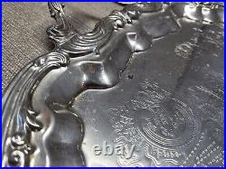 Vtg Silver Plate 5 Piece Teapot Coffee Set Butler Tray Creamer Sugar FB Rogers