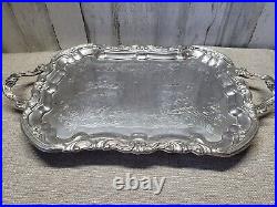 Vtg Silver Plate 5 Piece Teapot Coffee Set Butler Tray Creamer Sugar FB Rogers