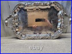 Vtg Silver Plate 5 Piece Teapot Coffee Set Butler Tray Creamer Sugar FB Rogers