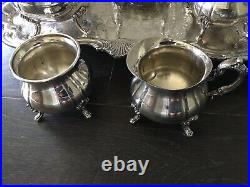 Vtg. TOWLE Nine (9) Piece Silver-Plate Tea / Coffee Service Set Detailed Tray