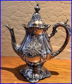 WALLACE Silver Plate 5 Piece Coffee Tea Service withTray By Christopher Wren