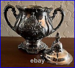 WALLACE Silver Plate 5 Piece Coffee Tea Service withTray By Christopher Wren