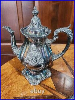 WALLACE Silver Plate 6 Piece Coffee Tea Service withTray By Christopher Wren