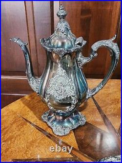 WALLACE Silver Plate 6 Piece Coffee Tea Service withTray By Christopher Wren