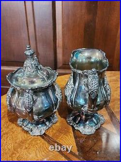 WALLACE Silver Plate 6 Piece Coffee Tea Service withTray By Christopher Wren