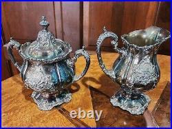 WALLACE Silver Plate 6 Piece Coffee Tea Service withTray By Christopher Wren