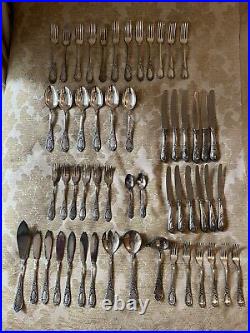 WELLNER GOWE Silver Plated Embossed Vintage 54 Piece Fine Dining Cutlery Set