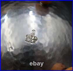 WMF Art Deco Hammered Silver Plate & Porcelain 3 Piece Tea Set with Creamer Sugar