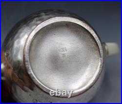 WMF Art Deco Hammered Silver Plate & Porcelain 3 Piece Tea Set with Creamer Sugar