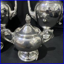 WM Rogers Silver Plate Tea Set 2 Teapot Cream Lidded Sugar Bowl 4 Piece Set