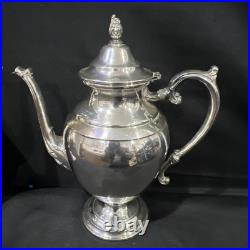 WM Rogers Silver Plate Tea Set 2 Teapot Cream Lidded Sugar Bowl 4 Piece Set