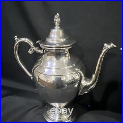 WM Rogers Silver Plate Tea Set 2 Teapot Cream Lidded Sugar Bowl 4 Piece Set