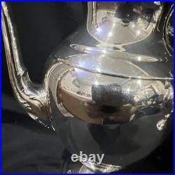WM Rogers Silver Plate Tea Set 2 Teapot Cream Lidded Sugar Bowl 4 Piece Set