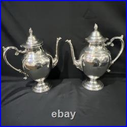 WM Rogers Silver Plate Tea Set 2 Teapot Cream Lidded Sugar Bowl 4 Piece Set