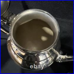 WM Rogers Silver Plate Tea Set 2 Teapot Cream Lidded Sugar Bowl 4 Piece Set