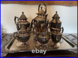 WM Rogers Silver Plate Vtg Coffee Tea Service 7 Piece Set