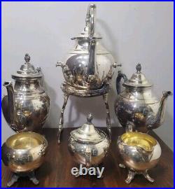 WM Rogers Silver Plate Vtg Coffee Tea Service 7 Piece Set