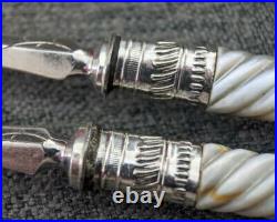 Walker & Hall Mother Of Pearl Silver Plated 24 Piece Dessert Cutlery Set Carved
