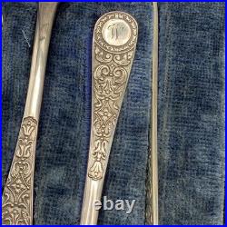 Walker and Hall Sheffield Tea Spoons Sugar Tong 13 Piece Set Cased Silver Plate