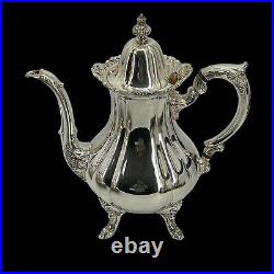 Wallace #1200 Silver Plate 6 Piece Coffee/Tea Set with Tray and Dust Covers