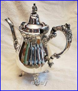 Wallace Baroque Tea Coffee Service 4 Piece Set Silverplate 281 282 283 284
