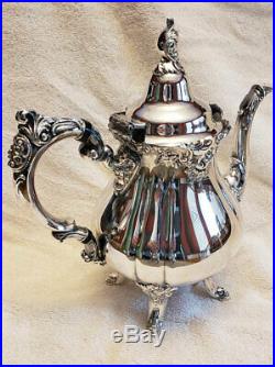 Wallace Baroque Tea Coffee Service 4 Piece Set Silverplate 281 282 283 284