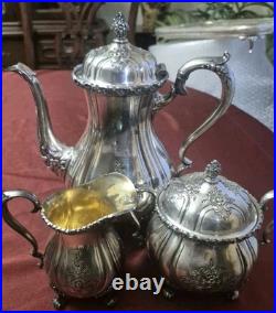Webster Wilox IS Du Barry Chased Silver Plate 4 Piece Tea Set 7901, 7902, 7903