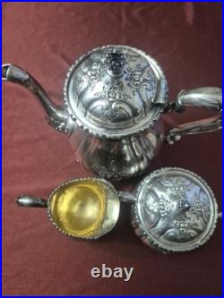 Webster Wilox IS Du Barry Chased Silver Plate 4 Piece Tea Set 7901, 7902, 7903