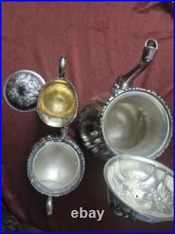 Webster Wilox IS Du Barry Chased Silver Plate 4 Piece Tea Set 7901, 7902, 7903