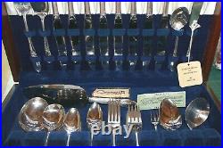 White Orchid Community Silver Plate Flatware Service for 8 + Serving Pieces