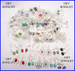 Wholesale Earrings Dangle Earrings Mix Gemstone 925 Sterling Silver Overlay