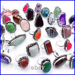 Wholesale rings Lots Mix gemstone 925 sterling silver plated handmade rings