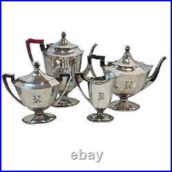 Wilcox Silver Co. Silver Plate 4 Piece Coffee And Tea Set No Tray R Monogram