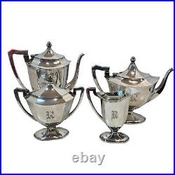Wilcox Silver Co. Silver Plate 4 Piece Coffee And Tea Set No Tray R Monogram