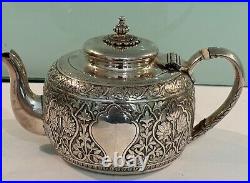 William Hutton & Sons Antique Victorian Engraved Silver Plated 3 Piece Tea Set