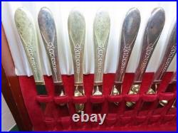 Wm Rogers Silver Plate Flatware Service For 8 Extra Tarnish Proof Chest 72 piece
