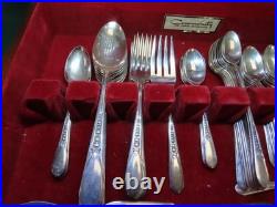 Wm Rogers Silver Plate Flatware Service For 8 Extra Tarnish Proof Chest 72 piece