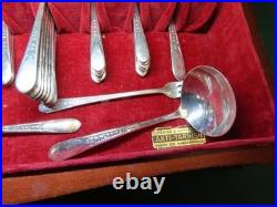 Wm Rogers Silver Plate Flatware Service For 8 Extra Tarnish Proof Chest 72 piece