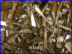 (ref288) 115 pieces kings patter silver plated vintage cutlery mixed lot